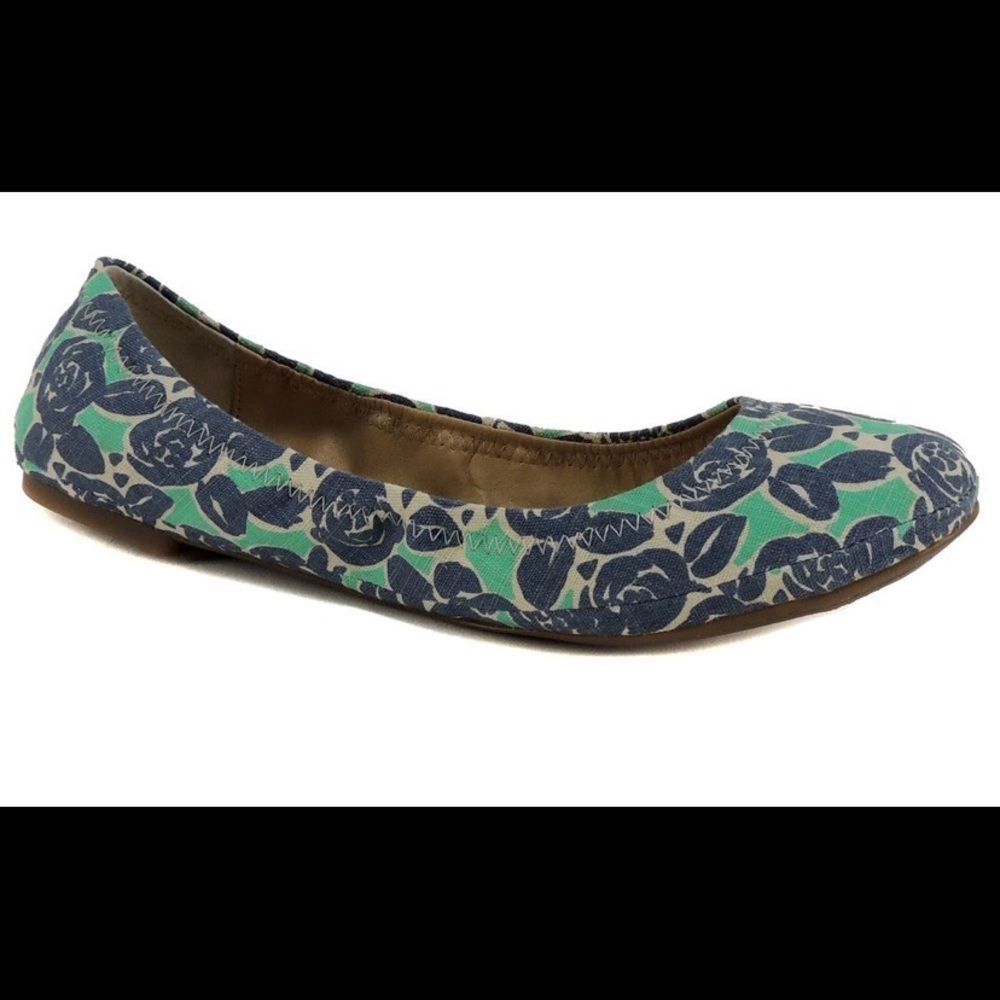 Like New Women’s Size 6.5 Lucky Brand Blue and Green Floral Flats